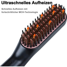 Haarglättungsbürste für Männer, 3-in-1 Keramik-Haarglättungsbürste, Bartglätter, schnelles Aufheizen in 30 Sekunden, Anti-Fla-Beschichtung