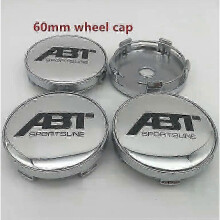 (60mm silver cap1) suitable for 4pcs 56mm 60mm 65mm 68mm Abt Car Wheel Center Hub Cap Badge Dust-proof Covers Emblem Sticker Car Styling