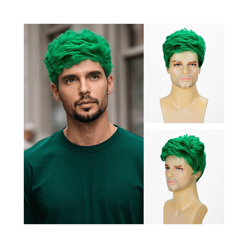 Stoyotu (A) Man Colorful Partial Notch Short Hair Banquet Clothing Match Chemical Fiber Wig Cocktail Party Man Headwear No Bangs Wig Cover