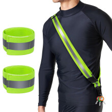 Set van 2 reflecterende polsbandjes voor veiligheid bij buitensporten, verstelbare groene armbanden voor hardlopen en fietsen