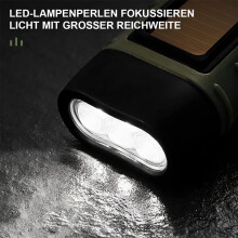 Mini LED-zaklampjes op zonne-energie en met handslinger, 3 stuks, oplaadbaar via USB Type-C, noodstroomvoorziening, EDC-zaklamp voor buiten,