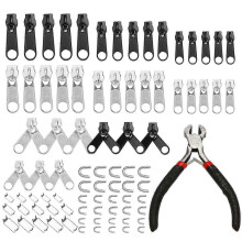 85Pcs Zipper Repair Kit Zip Slider Rescue Universal Zippers Replacement Jacket Clothes Bag Tent Fix