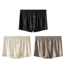 3 stks ijs zijde heren boxershorts ondergoed-Zwart grijs XXL
