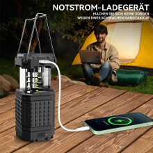 Linterna de camping con manivela, lámpara LED portátil con batería externa de 5000 mAh, luz recargable para tienda de campaña, linterna de e