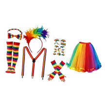 Clown kostuum set veren hoofdband regenboog tutu's rok-Set 3