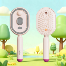 Electric Spray Air Cushions Massage Comb, Self-Cleaning Anti Tangle Elect,With Water Spray,Soft Round Teeth Massa, Pink