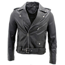 (5XL) (4XL) Men's Black Brando Leather Biker Jacket Abc