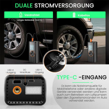 Cordless Electric Air Pump, 8000mAh 150 PSI Portable Battery Compressor, Bicycle Pump with Digital Display, LED Light an