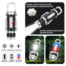 2-Pack Super Bright Mini Keychain Flashlights, Waterproof 1200 Lumens, UV Light, Telescopic Zoom, Power Bank Function