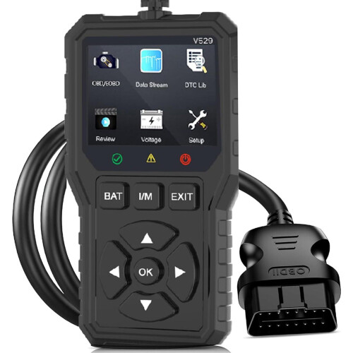 Professional OBD2 Diagnostic Scanner, OBD-II Fault Code Reader with Real-Time Data and 10 Languages, Engine Diagnostics
