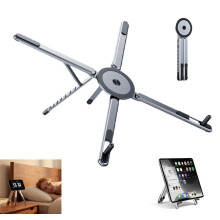 Foldable 3-in-1 Laptop Stand, Magnetic, Portable Aluminium, Adjustable Height, for Laptop Tablet Phone, Lightweight, Com