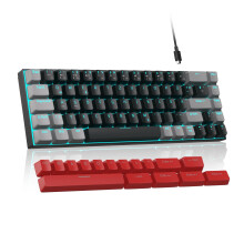 65% Mechanical Keyboard, 69 Keys, Red Switches, Wired USB-C, Single-Color Backlight, N-Key Rollover, Gaming Keyboard, Bl