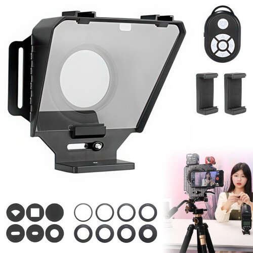 Mobile Teleprompter for Smartphone and Camera, 12 Inch, Bluetooth Remote, Adjustable Text Size, Tablet Compatible