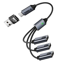 USB C Splitter 1 in 3 Out, USB C Adapter Cable for Data Transfer and Charging, Multi Port Connector with Durable Design