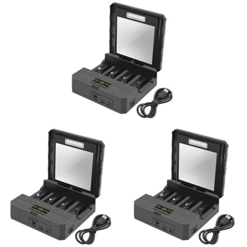 3X 18650 Charger Solar Lithium Battery  Charger Type-C Four-Slot Multi-Function Outdoor Charger