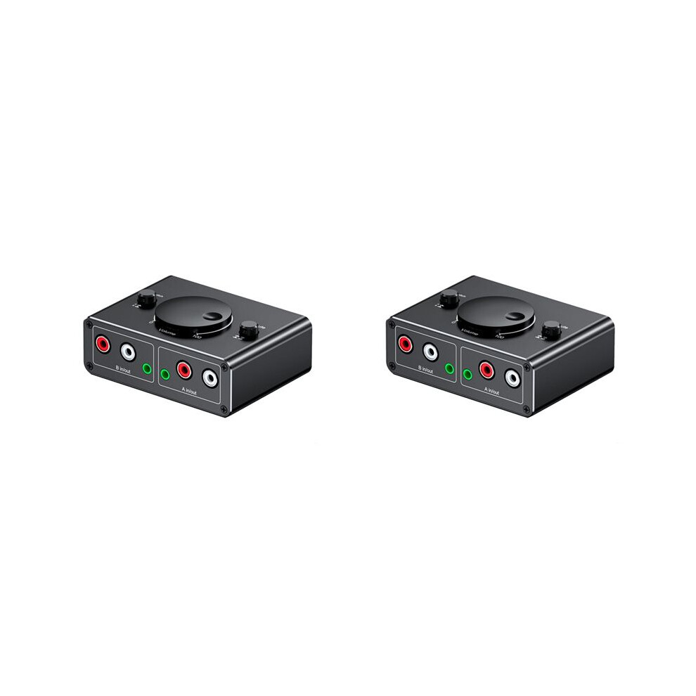 2Pcs 3.5Mm Rca Stereo Bi-Directional Audio Switcher 1 In 2 Out Or 2 In 1 Out 3.5Mm 2Rca Audio Switcher With Mute Button 6031541312561
