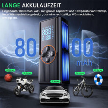 Pompa ad aria elettrica senza fili, compressore portatile a batteria da 8000 mAh 150 PSI, pompa per bicicletta con display digitale, luce LE
