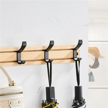 2X Coat Rack Wall Mount Coat Hooks - Wooden Black Coat Rack with 4 Hooks Wall Hooks