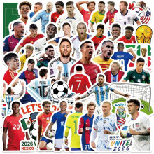 50Pcs 2026 World Cup Soccer Star Mixed Stickers Decals for Car Skateboard Luggage Graffiti Decor Waterproof Durable