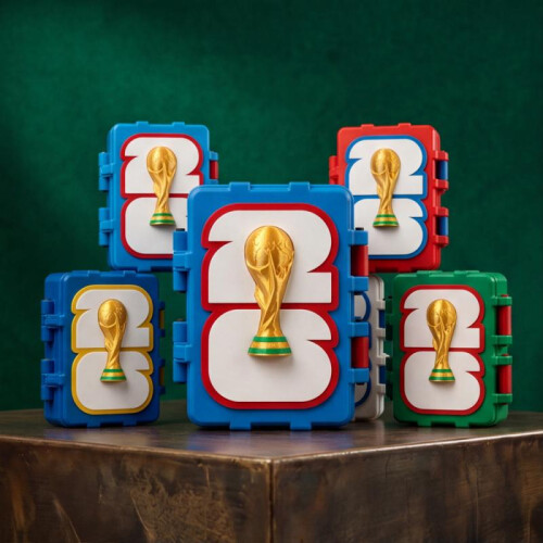 (2) World Cup Sticker Card Storage Box Creative Fan Souvenir Dustproof Desktop Organizer