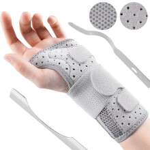 Munhequeira com tala metálica, suporte para síndrome do túnel do carpo na mão direita, suporte para tendinite e artrite no pulso masculino.