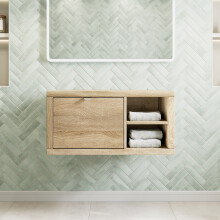 Bathroom Wall Hung Vanity Unit Wood Embossed Cabinet Storage Drawer Shelf 800mm