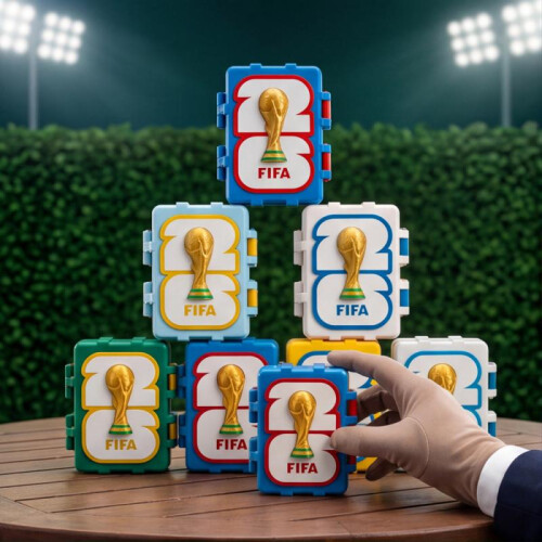 (2) World Cup Sticker Card Storage Box Creative Fan Souvenir Dustproof Desktop Organizer 2