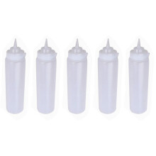 5X 250ml White Transparent Plastic Sauce Squeeze Bottle Dispenser with Cap