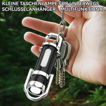 Kit com 2 Mini Lanternas de Chaveiro Super Brilhantes, À Prova D'Água, 1200 Lúmens, Luz UV, Zoom Telescópico e Função Power Bank