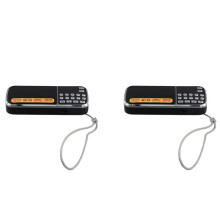 2X AM Radio Digital Bärbar Stereohögtalare MP3 Audio Player Radio LED-Ficklampa Stöd USB-Enhet TF-Kort AUX-In