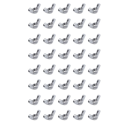 M6 Thread Dia Stainless Steel Wing Nut Butterfly Wing Nuts 40 Pcs