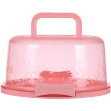 (Pink, -) Porte-gâteau portable avec poignée, boîte ronde hermétique contenant, pour cupcakes