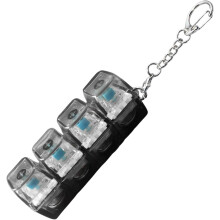 (Transparent Black, -) Juguete sensorial de teclado con 4 teclas, llavero con luz para aliviar estrés