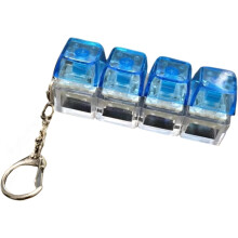 (Blue, -) Llavero antiestrés de teclado con 4 botones y luces, juguete sensorial