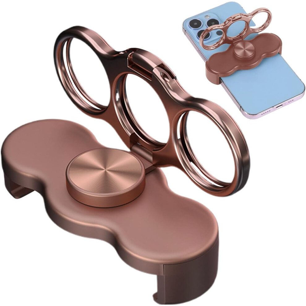 (Rose -) Phone Ring Holder, 360 Rotation Three-Finger Grip Stand For Cell Phone Gold 5437706358336