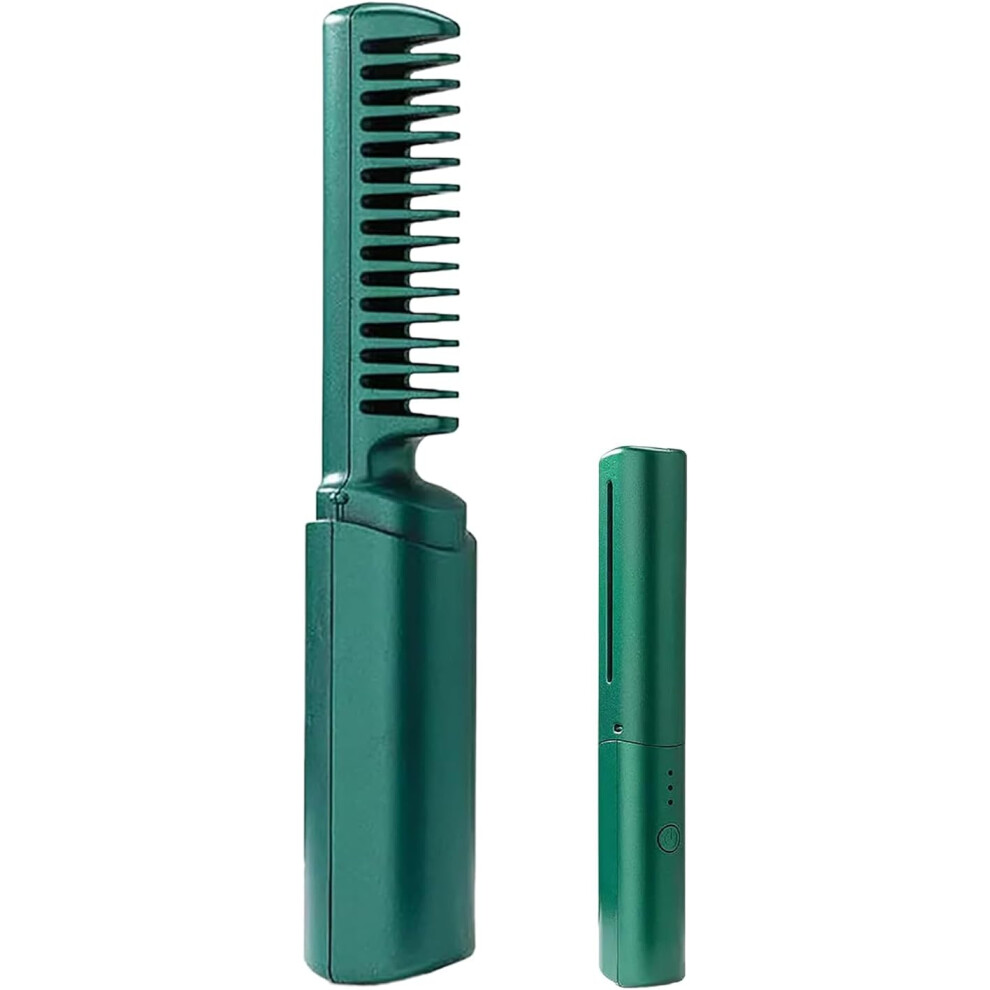 Oimg (Green, -) Usb Rechargeable Ceramic Hair Straightening Brush, 3 Temps For Women