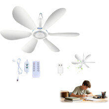 (White B, -) Skládací stropní ventilátor pro cestovní plavbu, přenosný ventilátor napájený z USB s dálkovým ovládáním