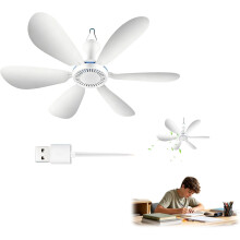 (White A, -) Skládací stropní ventilátor pro cestovní plavbu, přenosný ventilátor napájený z USB s dálkovým ovládáním