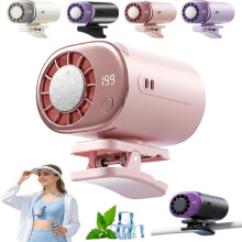 (Pink, -) Ventilador de coche con pantalla LED, 360 ajustable y recargable