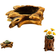 (E, -) Maalaismainen puinen istutusruukku mehikasveille, vintage-koristeellinen pieni kukkaruukku