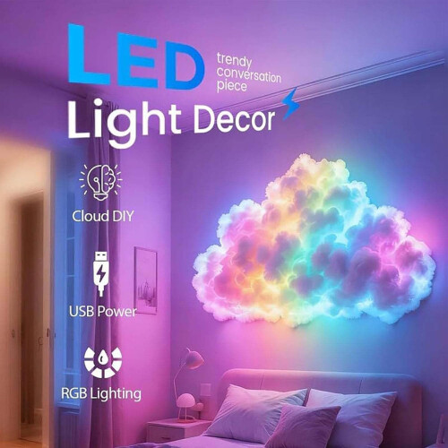 (800cm, -) 3D Thundercloud LED Lights, Multicolor Music Sync Atmosphere Lamp 2