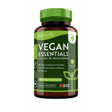 Nutravita Vegan Essentials B12 D3 DHA Iodine 120 Capsules Food Supplement