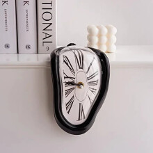(Black) 2024 New Novel Surreal Melting Distorted Wall Clocks Surrealist Salvador Dali Style Wall Watch Decoration Gift Home Garden