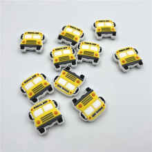 30Pcs Silicone Car Beads Silicone Beads School Bus Shaped Beads Beads for Pens Flat Loose Spacer Beads