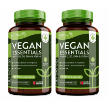 2x Nutravita Vegan Essentials B12 D3 DHA Iodine 120 Capsules Food Supplement