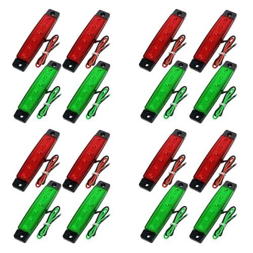 16Pcs Rot GrüN Boot Navigation LED Lichter Heck Lichter Boote Steuerbord Licht 12V