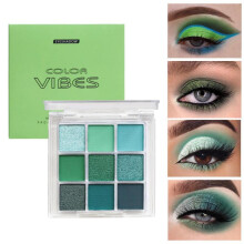(Matches the image, 1pc) Avocado Green 9 Colors Eye Shadow Palette Matte Pearlescent Stage Makeup Long-lasting Smudge-proof