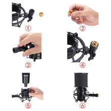 2X Microphone Shock Mount with Microphone Filter Windscreen Suspension Shock Mount Holder Clip