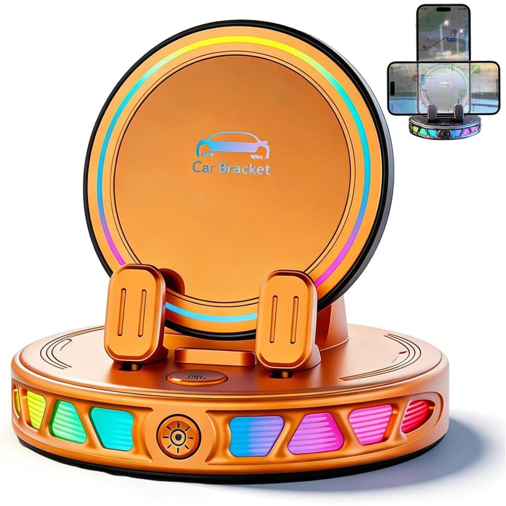 (Sliver, -) Rgb Car Phone Mount With Wireless Charger, 7-Color 360 Rotating Holder 5437706368786