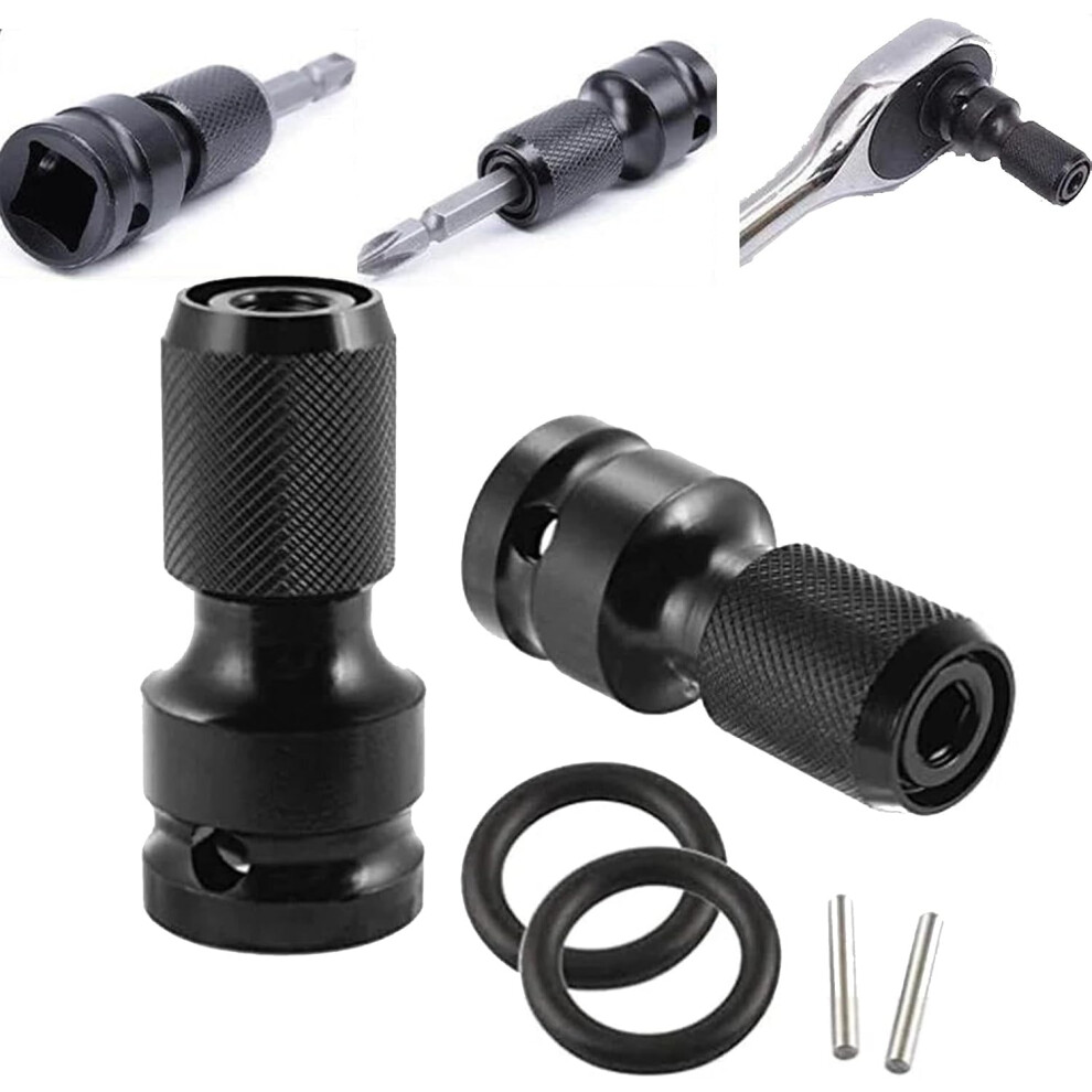 (2Pcs, -) Square Drive To Hex Socket Adapter, Impact Drill Converter For Wrench 5437706368656